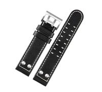 NINOMA 20 22 Compatibile con Hamilton Khaki Aviation Watch H77616533 H70615733 Cinturino for orologio in vera pelle Jazz Field da uomo(B black silver,22mm)