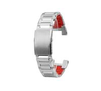 NINOMA Cinturino For Orologio In Acciaio Inossidabile Solido Compatibile Con Cinturini For Orologi Casio Steel Heart GST-B100/W300/400G/S120, Accessori Con Strumento(Silver-Red)