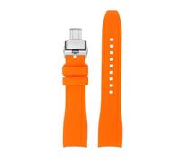NINOMA Cinturino for orologio in gomma siliconica con estremità curva compatibile con Rolex Water Ghost seiko citizen tissot 20MM 22MM cinturino sportivo cintura universale(Orange silverFolding,24mm)