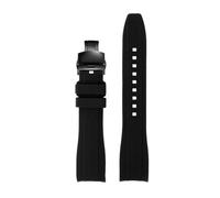 NINOMA Cinturino for orologio in gomma siliconica con estremità curva compatibile con Rolex Water Ghost seiko citizen tissot 20MM 22MM cinturino sportivo cintura universale(Black black Folding,24mm)
