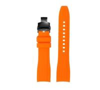 NINOMA Cinturino for orologio in gomma siliconica con estremità curva compatibile con Rolex Water Ghost seiko citizen tissot 20MM 22MM cinturino sportivo cintura universale(Orange black Folding,22mm)
