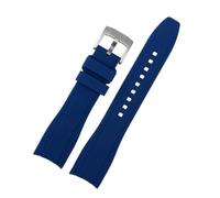 NINOMA Cinturino for orologio in gomma siliconica con estremità curva compatibile con Rolex Water Ghost seiko citizen tissot 20MM 22MM cinturino sportivo cintura universale(Blue silver,24mm)
