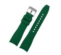 NINOMA Cinturino for orologio in gomma siliconica con estremità curva compatibile con Rolex Water Ghost seiko citizen tissot 20MM 22MM cinturino sportivo cintura universale(Green silver,21mm)