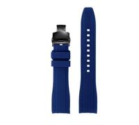 NINOMA Cinturino for orologio in gomma siliconica con estremità curva compatibile con Rolex Water Ghost seiko citizen tissot 20MM 22MM cinturino sportivo cintura universale(Blue black Folding,19mm)