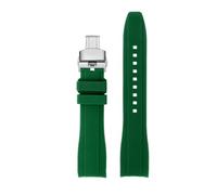 NINOMA Cinturino for orologio in gomma siliconica con estremità curva compatibile con Rolex Water Ghost seiko citizen tissot 20MM 22MM cinturino sportivo cintura universale(Green silver Folding,24mm)