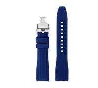 NINOMA Cinturino for orologio in gomma siliconica con estremità curva compatibile con Rolex Water Ghost seiko citizen tissot 20MM 22MM cinturino sportivo cintura universale(Blue silver Folding,22mm)