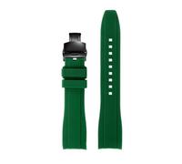 NINOMA Cinturino for orologio in gomma siliconica con estremità curva compatibile con Rolex Water Ghost seiko citizen tissot 20MM 22MM cinturino sportivo cintura universale(Green black Folding,21mm)