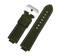 NINOMA Cinturino for orologio in vera pelle compatibile con la serie Compass Watchband T2n739 T2n720 T2n721, cinturino for orologio da uomo con bocca convessa da 24 * 16 mm(Green silver buckle)