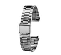NINOMA Cinturino in acciaio inossidabile compatibile con Casio A158 A159 A168 A158W F91w LA-680 AEQ-110 cinturino in metallo quadrato dorato da uomo e da donna(A silver)