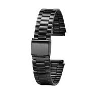 NINOMA Cinturino in acciaio inossidabile compatibile con Casio A158 A159 A168 A158W F91w LA-680 AEQ-110 cinturino in metallo quadrato dorato da uomo e da donna(A Black)