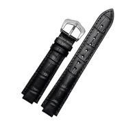 NINOMA Cinturino in pelle compatibile con BALLON BLEU DE CARTIER, cinturino for orologio da donna e da uomo, con giunto convesso, 14 mm, 16 mm, 18 mm, 20 mm, 22 mm(Black-Silver,16-8mm)