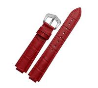 NINOMA Cinturino in pelle compatibile con BALLON BLEU DE CARTIER, cinturino for orologio da donna e da uomo, con giunto convesso, 14 mm, 16 mm, 18 mm, 20 mm, 22 mm(Red-silver,16-8mm)