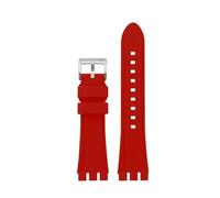 NINOMA Cinturino in silicone impermeabile compatibile con Swatch YVS420 YVS454 Cinturino in gomma Interfaccia concava convessa Accessori for orologi 19 mm 21 mm(Red-silver,19mm)