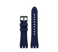 NINOMA Cinturino in silicone impermeabile compatibile con Swatch YVS420 YVS454 Cinturino in gomma Interfaccia concava convessa Accessori for orologi 19 mm 21 mm(Blue-Black,21mm)