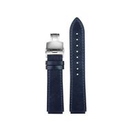 NINOMA Cinturino retrò in vera pelle compatibile con Casio A158W A168 / F91w / AE-1200WHD/A158/A159/A169/AE1200(Blue Silver)