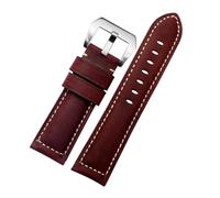 NINOMA Cinturino vintage in vera pelle di mucca spessa e resistente, compatibile con cinturino for orologio da uomo Panerai Luminor/Breitling Hamilton, 20 mm, 22 mm, 24 mm, 26 mm.(Wine red sk,20mm)