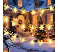Ninonly Catena Luminosa Esterno Solare, 7M 50 LED Fiocco di Neve e Renna Lucine Led Decorative, 8 Modalità Luci di Natale Impermeabili, Addobbi Natalizi per Balcone Matrimonio Feste