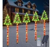 Ninonly Luci Natale Esterno Solari, 5 Pezzi 85 LED Luci Albero di Natale, 8 Modalità Luci Solari Natalizie Esterno Impermeabile, Lampade Solari Natalizie Decorazioni per Giardino Patio Cortile