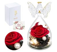 Ninonly Rosa Stabilizzata a Cupola con Angelo Rosa Eterna Regalo per Donna Moglie Fidanzata Mamma Idea Regalo Compleanno Natale Festa della Mamma & San Valentino