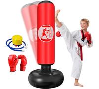 Ninonly Sacco da Boxe per Bambini, 160cm Sacco da Boxe da Terra con Pompa e Guantoni, Pungiball Bambini Gonfiabile Per Praticare Karate Taekwondo MMA, Regalo per Ragazzi e Ragazze 3-12 Anni