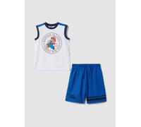 OVS KIDS Completo blu e bianco in puro cotone con top e shorts