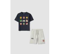 NINTENDO, Completo Blu In Puro Cotone Con T-shirt E Shorts, Bambino, Nero, Taglia: 8-9