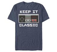 Nintendo - Keep It Classic - Maglietta da Uomo Blu Navy Camouflage, Premium M