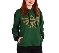 Elbenwald The Legend of Zelda Felpa con Cappuccio con Stampa Triforce e Simboli per Uomo Donna Unisex Verde Oro - S