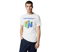 Nintendo Maglietta a Maniche Corte da Uomo con Logo N64, Bianco, XL