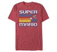 Nintendo T-Shirt da Uomo Super Mario Running Retro Stripe, Erica Rossa., M