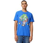 Nintendo Mario And Friends Circle - Maglietta retrò da Uomo - Blu - L