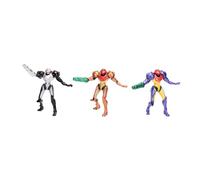Nintendo Metroid Prime Samus - Statuina da collezione da 6,3 cm, confezione da 3, licenza ufficiale Jakks Pacific, include tuta Varia, Phazon e Gravity, design dettagliato, confezione da collezione