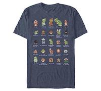 Nintendo T-Shirt Pixel Cast, Premium Navy Heather, L Uomo