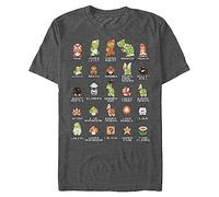 Nintendo Pixel Cast T-Shirt, Segno Htr, XL Uomo