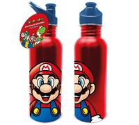 Pyramid International Borraccia in metallo da 700 ml con Super Mario (design Mario), bottiglia d'acqua per ragazze, ragazzi e bambini, prodotto ufficiale, colore nero