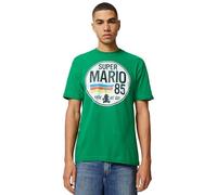 Nintendo Super Mario 1985 Retro Circle T-Shirt, Verde Kelly, L Uomo