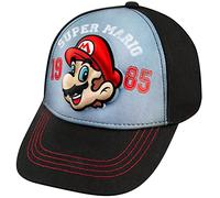 Nintendo Super Mario - Berretto da baseball per bambini 4-12 anni, regolabile, 100% cotone, Nero Mario, 4-12 anni