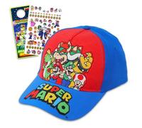 Nintendo Super Mario Family Hat - Cappello da baseball Super Mario con adesivi Bowser, Mario, Luigi, Toad e Yoshi Plus, gancio per porta, cappello da baseball Super Mario per bambini