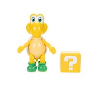 Nintendo Super Mario - Statuetta Koopa Troopa verde, 10,2 cm, con accessorio per blocco delle domande, dai 3 anni in su (licenza ufficiale)