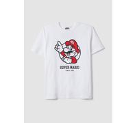 NINTENDO, T-shirt Bianca A Maniche Corte In Puro Cotone Regular Fit, Uomo, Bianco, Taglia: M
