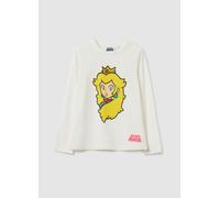 NINTENDO, T-shirt Da Bambina In Cotone Elasticizzato Bianca Regular Fit Con Stampa, Bianco, Taglia: 5-6