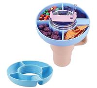 Ninyoon Ciotola Snack per Stanley Cup Bicchiere da 40 oz con Manico, Vassoio ad Anello per Snack Materiale Sicuro per Alimenti Piatti per Snack Lavabili in Lavastoviglie (Blu, Silicone)
