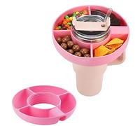Ninyoon Ciotola Snack per Stanley Cup Bicchiere da 40 oz con Manico, Vassoio ad Anello per Snack Materiale Sicuro per Alimenti Piatti per Snack Lavabili in Lavastoviglie (Rosa, Silicone)