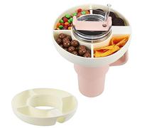 Ninyoon Ciotola Snack per Stanley Cup Bicchiere da 40 oz con Manico, Vassoio ad Anello per Snack Materiale Sicuro per Alimenti Piatti per Snack Lavabili in Lavastoviglie (Bianco, Silicone)