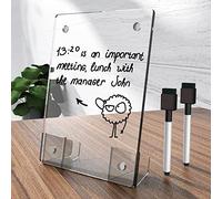 NiOffice Lavagna bianca in acrilico trasparente, 20x15 cm, senza cornice, cancellabile a secco, con supporto magnetico flessibile e pennarelli, mini accessori da scrivania per donne, ufficio, scuola