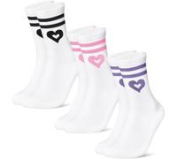 Niofind Calzini da Tennis Donna, 3 Paia Calze Sportivi Alte con Cuore, Calzini Divertenti per Natale, Comodi Calzini da Corsa Donna, Regalo per Donne in Bianco e Nero
