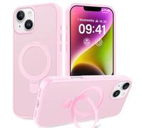 Niokfrci Magnetica Cover con iPhone 14/iPhone 13 6.1", Custodia Telefono Compatibile con Magsafe Ricarica Wireless Anello Magnetico Supporto Antiurto, Militare Silicone Case con iPhone 14/13，Rosa