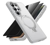 Niokfrci Magnetica Cover con Samsung Galaxy S25 Ultra con 2 Pezzi Privacy Pellicola, Custodia Compatibile con Magsafe Anello Magnetico Supporto, Antiurto Silicone Case con Samsung S25 Ultra，Gray