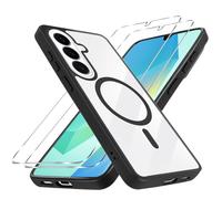 Niokfrci Magnetica Cover per Samsung Galaxy A16 Custodia e 2 Pellicole in Vetro Temperato, Compatibile con MagSafe, Trasparente Opaca TPU Anti-Graffio Sottile Antiurto Case per Samsung A16, Nero