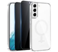 Niokfrci Magnetica Cover per Samsung S21 Custodia e 2 Pezzi Privacy Pellicola Vetro Temperato, Compatibile con MagSafe, Trasparente Cover Sottile Silicone Antiurto Case per Samsung Galaxy S21